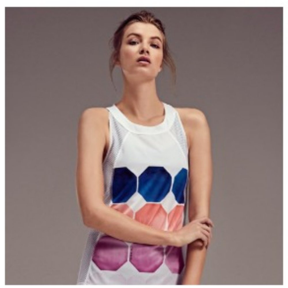 Ted Baker White Tank with Blue, Pink and Coral Hex Print